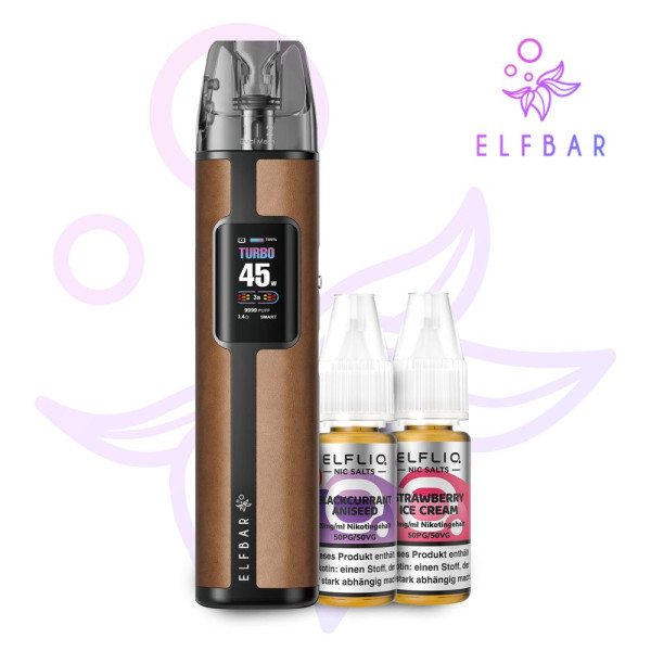 ELFX Pro Cowboy Brown + ELFLIQ Blackcurrant Aniseed & Strawberry Ice Cream 20 mg gratis