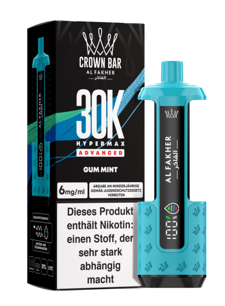 Al Fakher Hypermax Advanced 30K - Gum Mint - 6mg Nikotingehalt