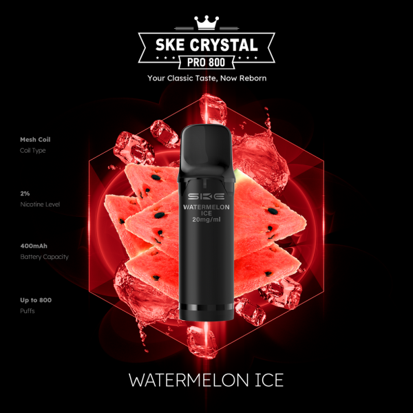 SKE Crystal Pro 800 - Watermelon Ice - 20mg Nikotingehalt