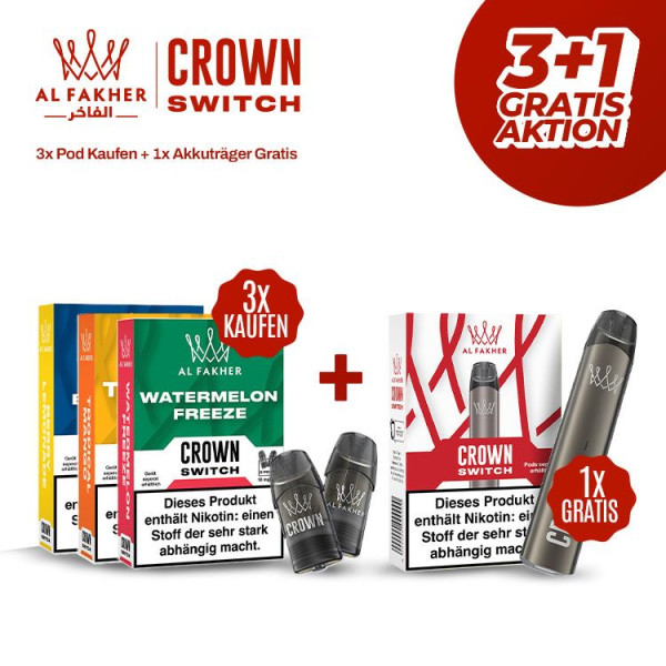 3+1 Aktion Al Fakher Crown Switch + Akkuträger Gratis