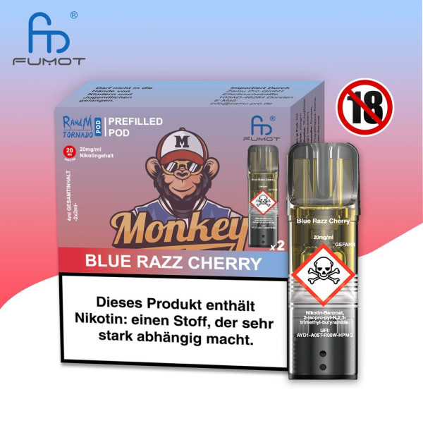 RandM Tornado Blue Razz Cherry 20mg Nikotin 2er Pack