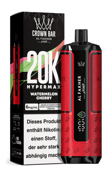 Al Fakher Hypermax 20000 - Watermelon Cherry - 6mg Nikotingehalt