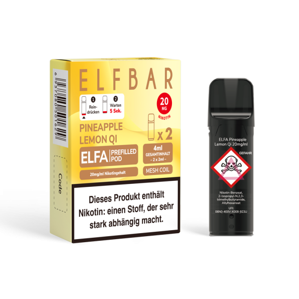 ELFBAR ELFA Pineapple Lemon Qi 20mg Nikotin 2er Pack