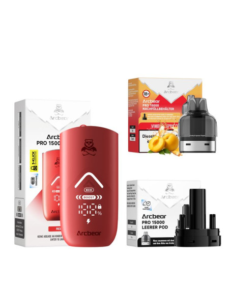 Arcbear Pro 15000 Starter Set - Farbe: Red + Pod Vimbull Apricot Peach