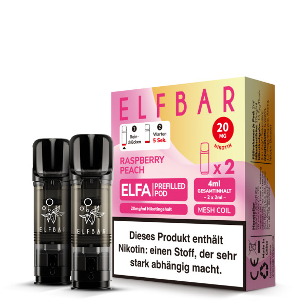 ELFBAR ELFA Raspberry Peach 20mg Nikotin 2er Pack