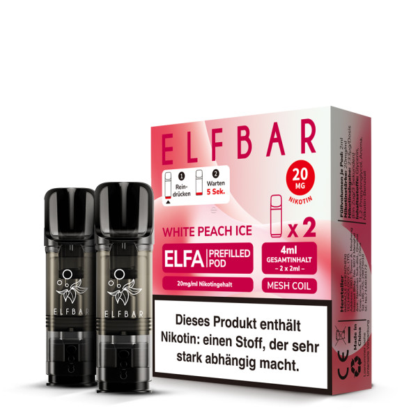 ELFBAR ELFA White Peach Ice 20mg Nikotin 2er Pack