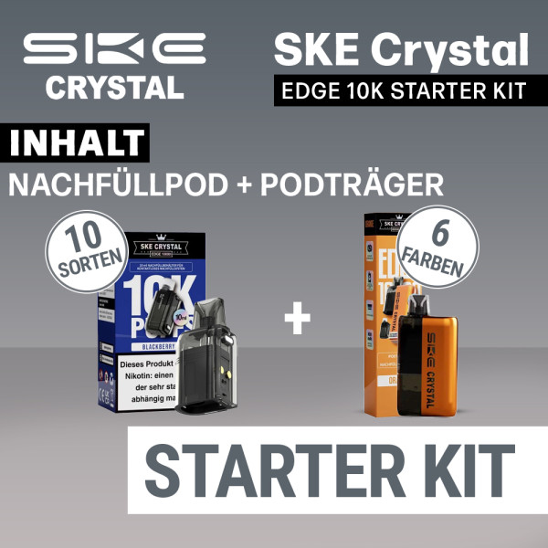 SKE Crystal Edge 10K Starter Kit Set - 10ml Pod + 2ml Ersatz Verdampfer