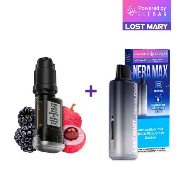 LOST MARY NERA MAX Refill Container Blackberry Lychee inkl. Refillable Pod