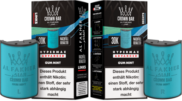 Al Fakher Hypermax Advanced 30K Pods - Gum Mint - 6mg Nikotingehalt