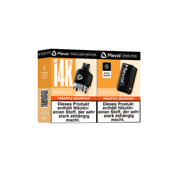 Mevol S7000 Pineapple Grapefruit 2ml Pod + 10ml E-Liquid Tank