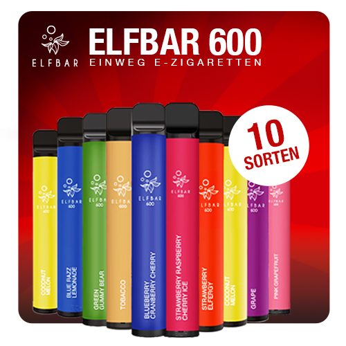 ELFBAR 600 - Nikotinfrei - Alle Sorten
