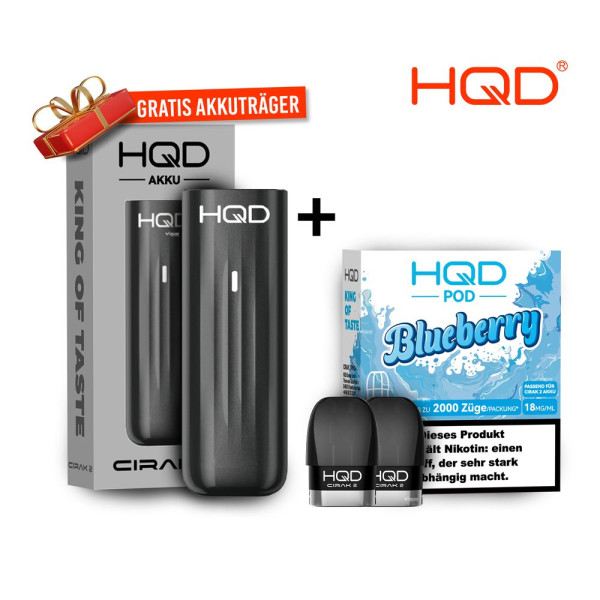 HQD Cirak 2 Pod - Blueberry + Akkuträger Black Gratis