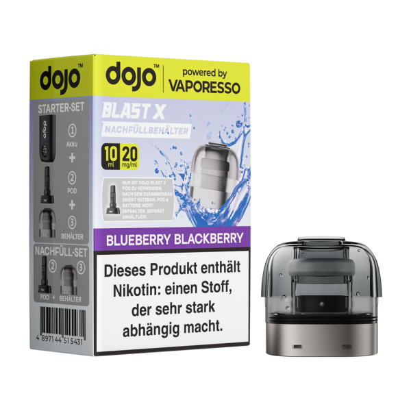 Dojo Blast X Pod 10ml - Blueberry Blackberry - 20mg/ml Nikotingehalt