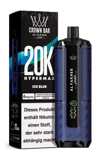 Al Fakher Hypermax 20000 - Ice Blue - 6mg Nikotingehalt