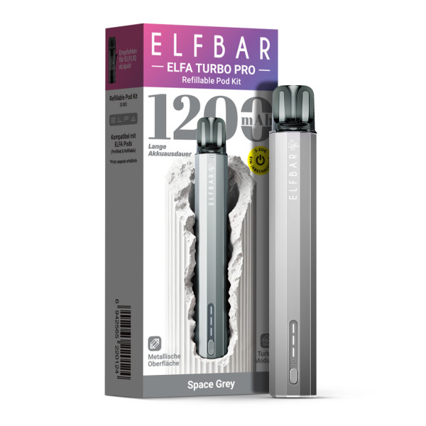 ELFBAR ELFA Turbo PRO Pod Kit 1200 mAh Akku - Space Grey