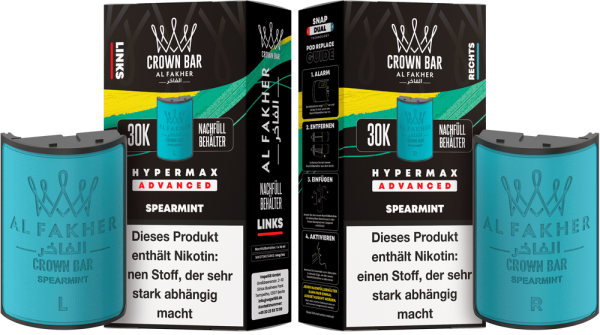Al Fakher Hypermax Advanced 30K Pods - Spearmint - 6mg Nikotingehalt