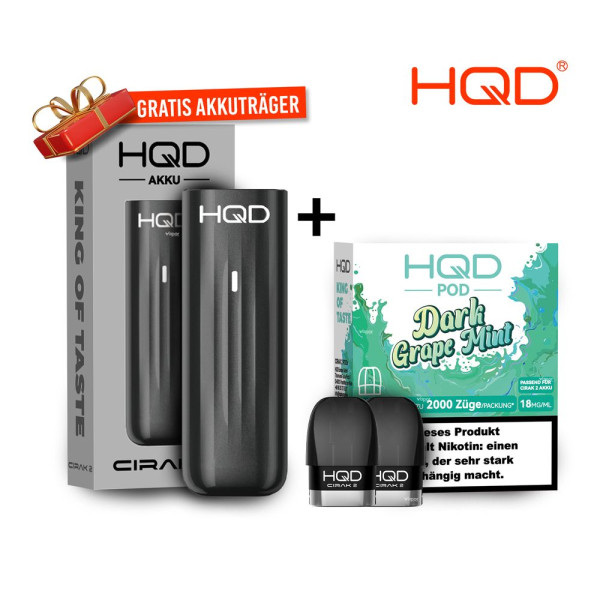 HQD Cirak 2 Pod - Dark Grape Mint + Akkuträger Black Gratis