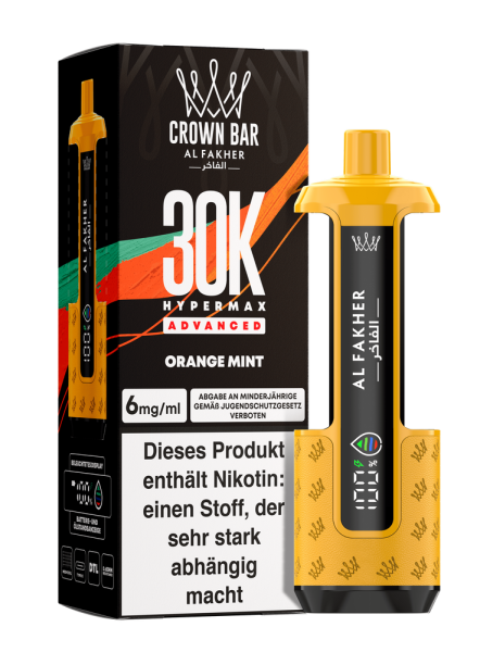 Al Fakher Hypermax Advanced 30K - Orange Mint - 6mg Nikotingehalt