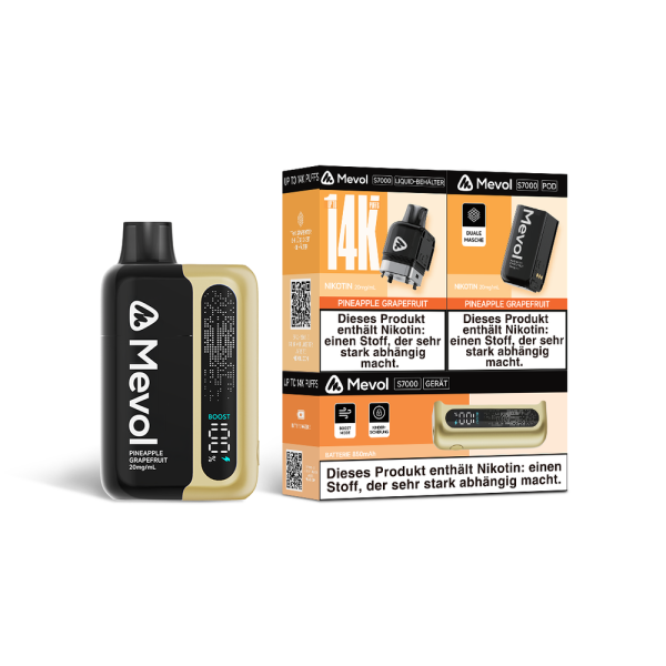 Mevol S7000 Pod Kit Gold + Pod Pineapple Grapefruit