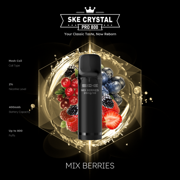 SKE Crystal Pro 800 - Mix Berries - 20mg Nikotingehalt