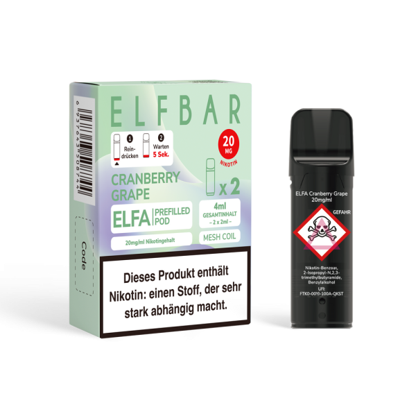ELFBAR ELFA Cranberry Grape 20mg Nikotin 2er Pack