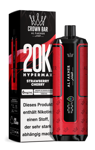 Al Fakher Hypermax 20000 - Strawberry Cherry - 6mg Nikotingehalt