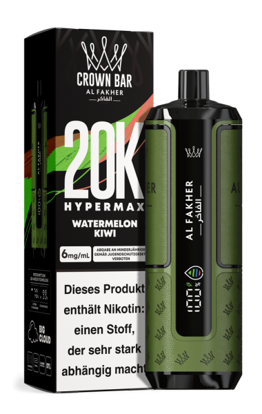 Al Fakher Hypermax 20000 - Watermelon Kiwi - 6mg Nikotingehalt