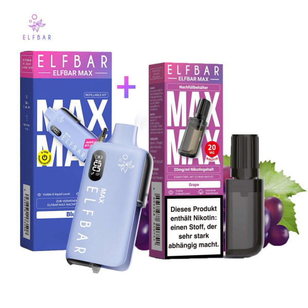ELFBAR MAX Blue Kit + Pod Grape