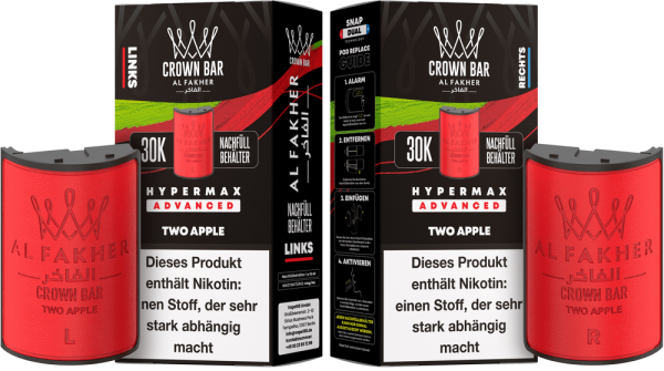 Al Fakher Hypermax Advanced 30K Pods - Two Apple - 6mg Nikotingehalt