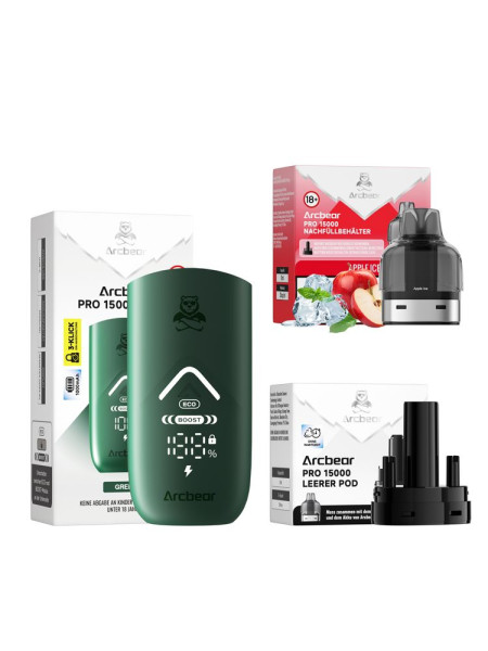 Arcbear Pro 15000 Starter Set - Farbe: Green + Pod Apple Ice