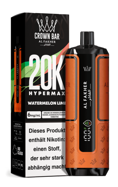 Al Fakher Hypermax 20000 - Watermelon Lime - 6mg Nikotingehalt