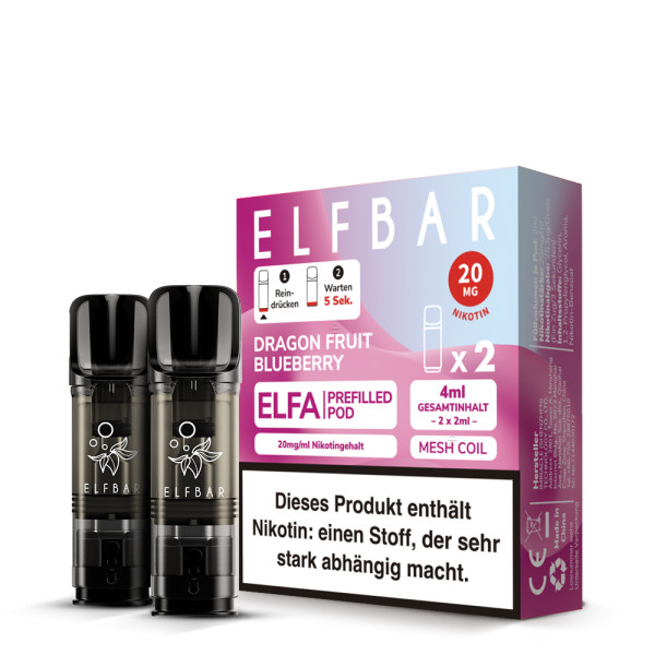 ELFBAR ELFA Dragon Fruit Blueberry 20mg Nikotin 2er Pack