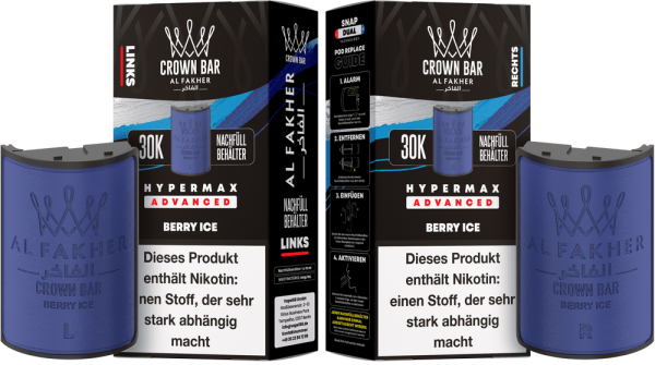 Al Fakher Hypermax Advanced 30K Pods - Berry Ice - 6mg Nikotingehalt