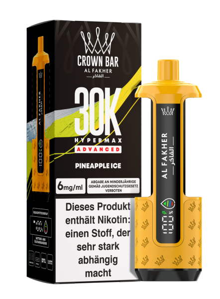 Al Fakher Hypermax Advanced 30K - Pineapple Ice - 6mg Nikotingehalt