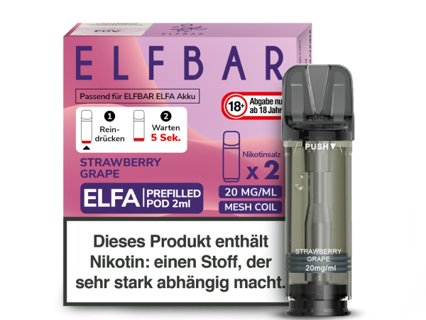 ELFBAR ELFA Strawberry Grape 20mg Nikotin 2er Pack