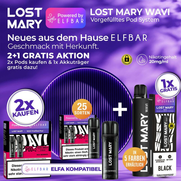 Elfbar Lost Mary WAVI Aktion Kaufe 2x Pods + 1x Akkuträger Gratis