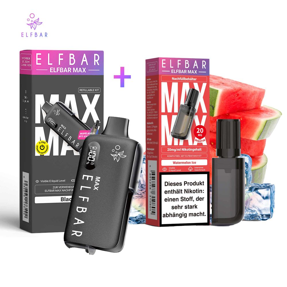 ELFBAR MAX Black Kit+ Pod Watermelon Ice | 24vapestore.de