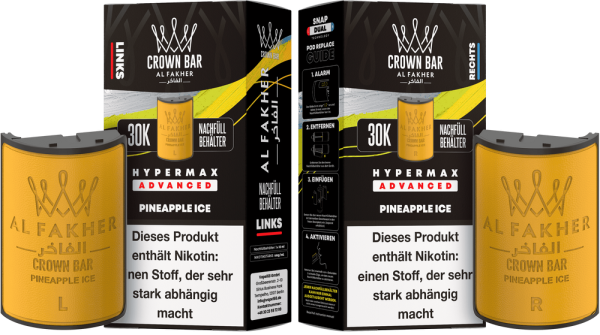 Al Fakher Hypermax Advanced 30K Pods - Pineapple Ice - 6mg Nikotingehalt