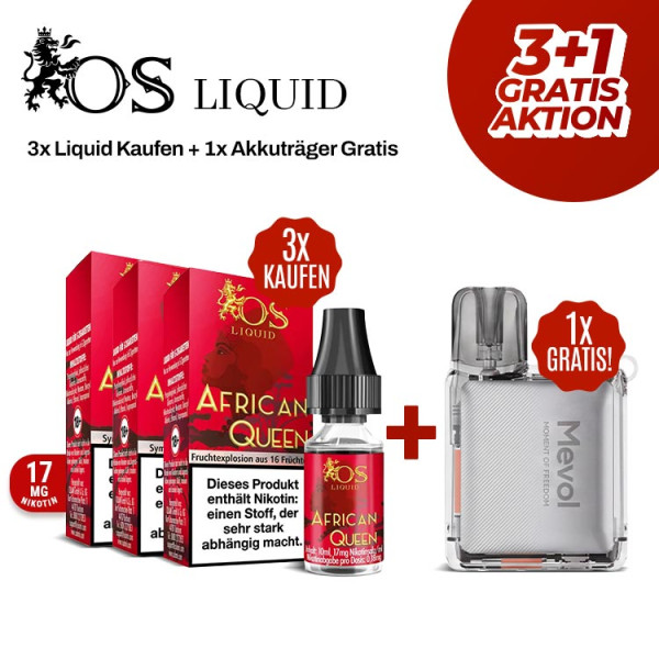Os Liquid African Queen + Mevol Ultra Pod Kit Gratis