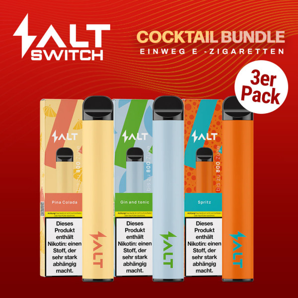 Salt Switch Happy Hour 20mg/ml Einweg E-Zigarette (Pina Colada, Gin und Tonic, Spritz)