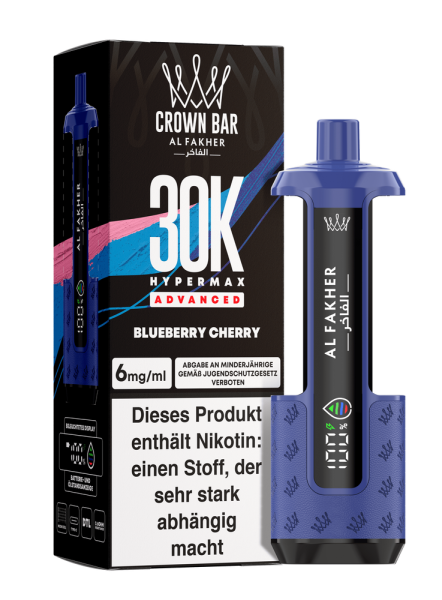 Al Fakher Hypermax Advanced 30K - Blueberry Cherry - 6mg Nikotingehalt