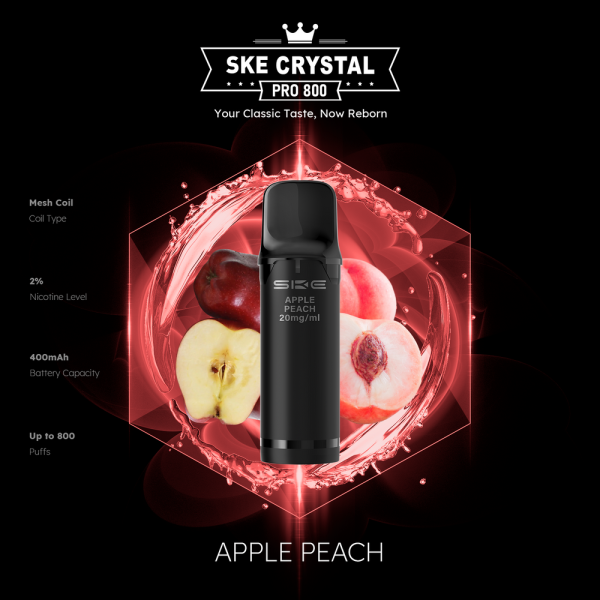 SKE Crystal Pro 800 - Apple Peach - 20mg Nikotingehalt