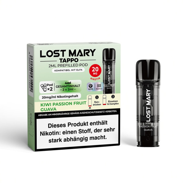 Lost Mary Tappo Kiwi Passion Fruit Guava 20mg Nikotin 2er Pack - Prefilled Pod