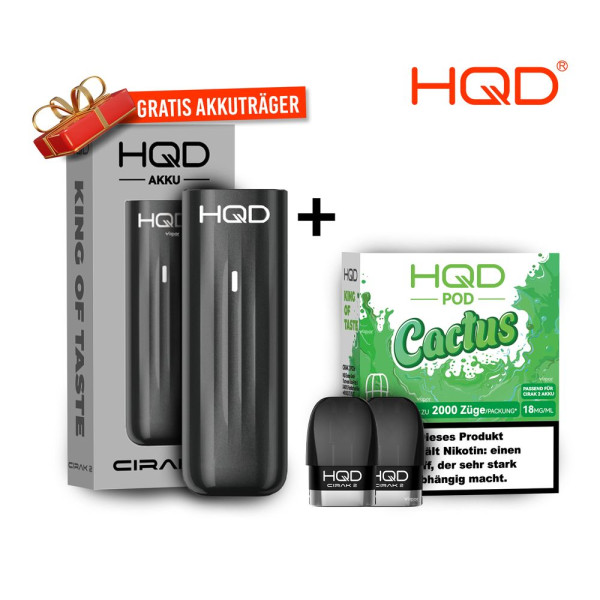 HQD Cirak 2 Pod - Cactus + Akkuträger Black Gratis