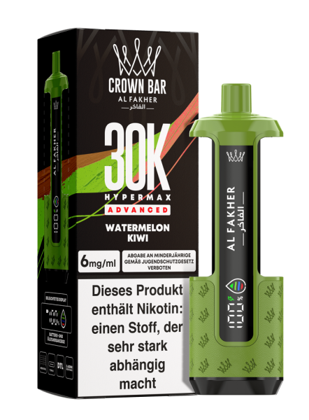 Al Fakher Hypermax Advanced 30K - Watermelon Kiwi - 6mg Nikotingehalt