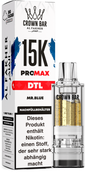 Al Fakher 15K PRO MAX (V2) Pod - Mr Blue - 6mg/ml Nikotingehalt - DTL