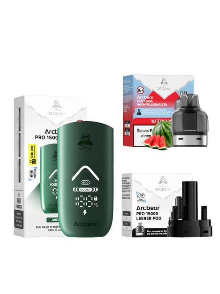 Arcbear Pro 15000 Starter Set - Farbe: Green + Pod Watermelon Ice