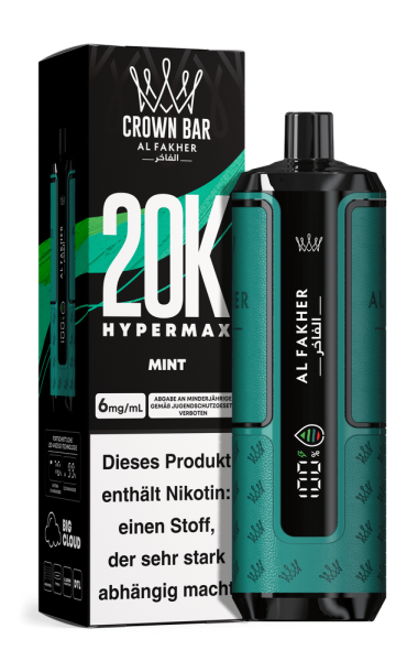 Al Fakher Hypermax 20000 - Mint - 6mg Nikotingehalt