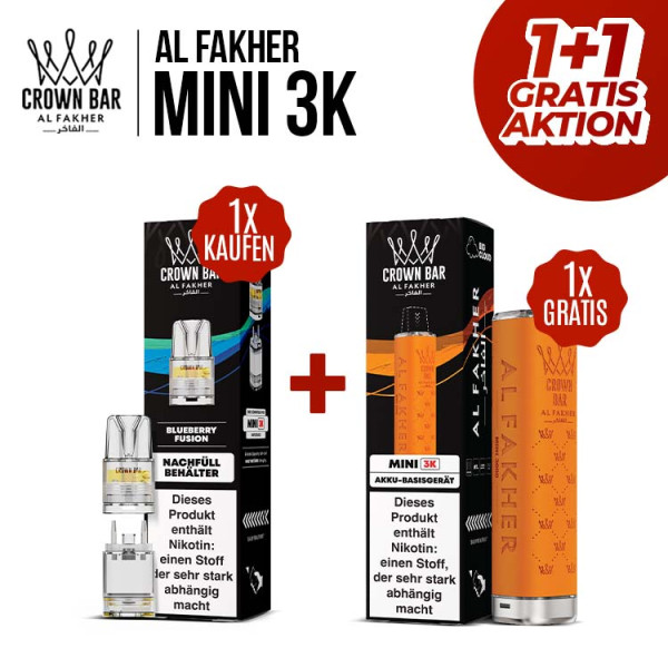 Al Fakher Mini 3K 1x Pod + 1x Akkuträger Gratis Aktion