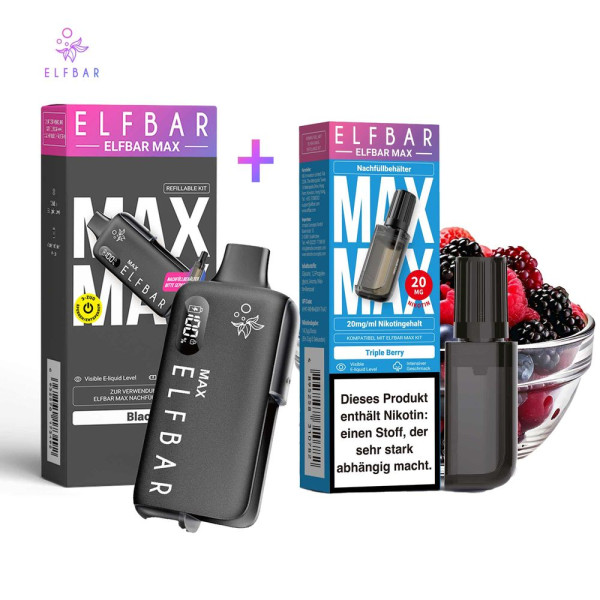 ELFBAR MAX Black Kit + Pod Tripple Berry